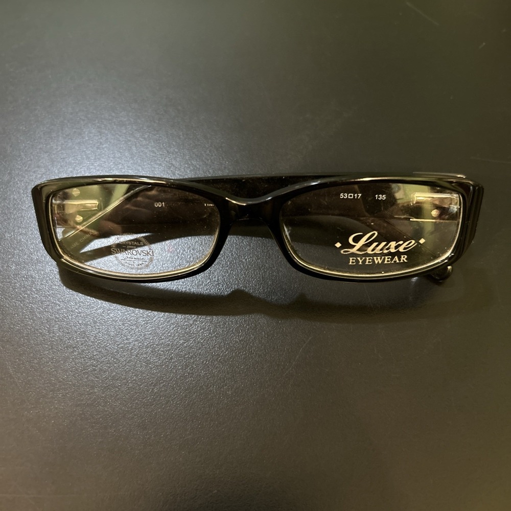 NEW LUXE 349 EYEWEAR 001 FULL-RIM WOMENS 53-17-135 BLACK PLASTIC OVAL